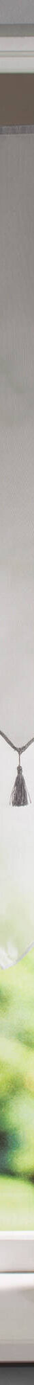 Vitrage voile double uni forme pointe finition pattes (gris / blanc) Vitrage voile double uni forme pointe finition pattes (gris / blanc)